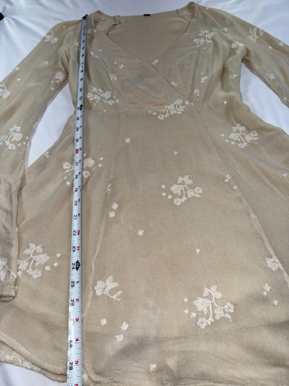 Free People Beige Floral Tunic Dress Lightweight Boho Women’s Size Medium - Picture 10 of 16